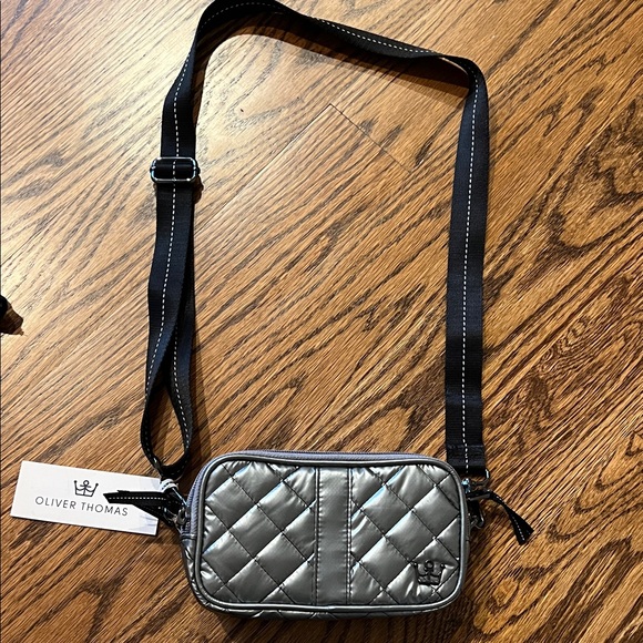 Oliver Thomas Metallic Gray Quilted Bag - Picture 2 of 5